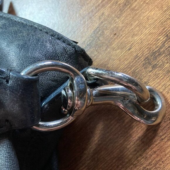 Coach Poppy Black Leather Messenger Bag with Crossbody Strap - Picture 4 of 12